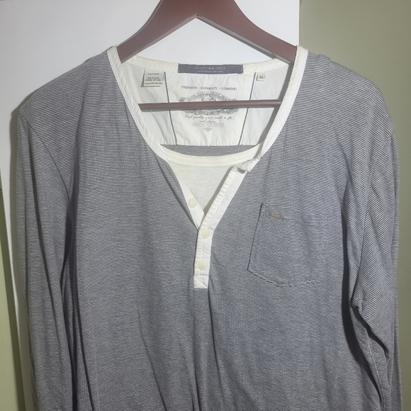 ❤️ 3 for $35 Scotch & Soda  long sleeve striped crew neck henley shirt XL - Picture 5 of 14